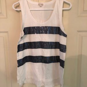 Gap size NWOT small white w/ blue sequin tank top